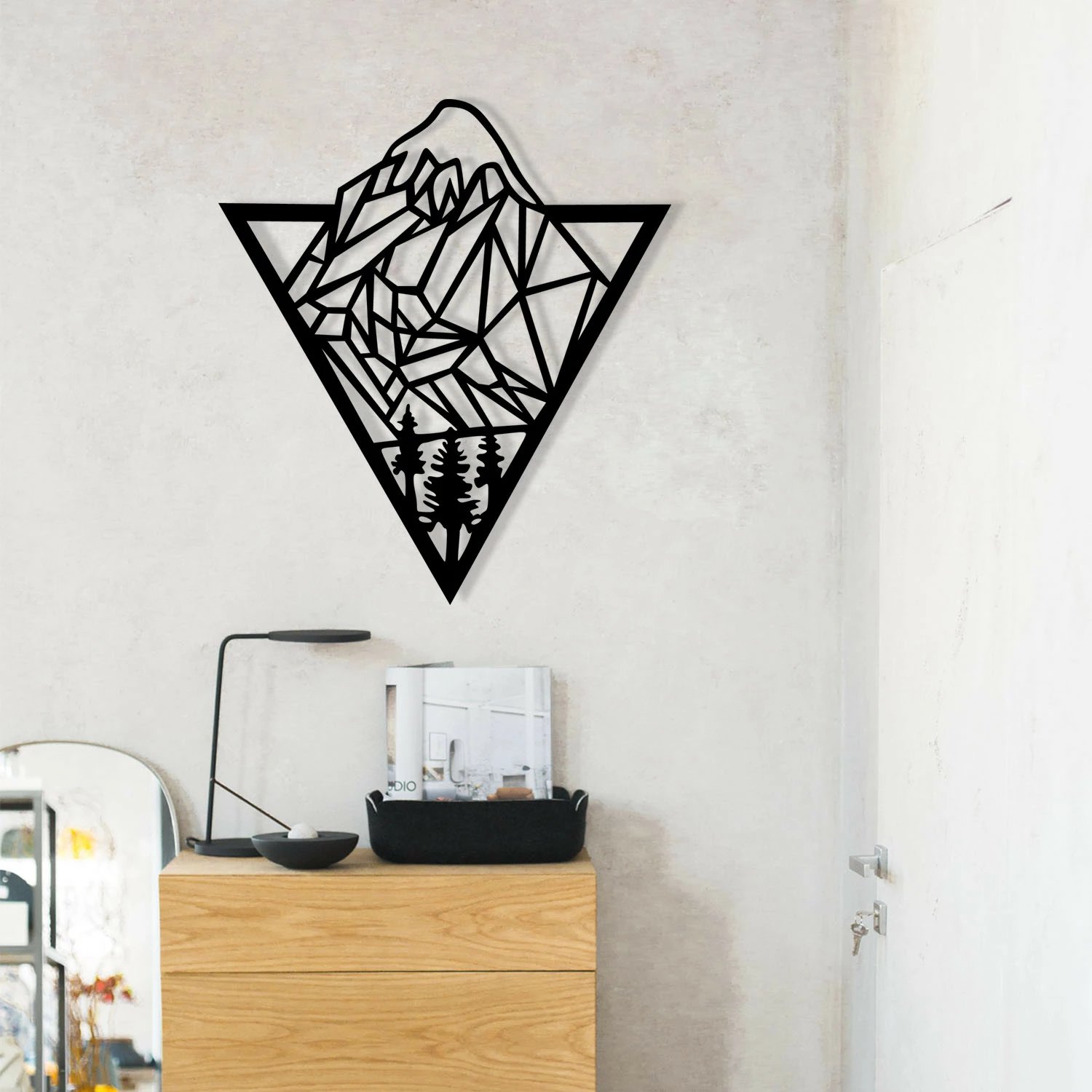 Aksesor dekorativ metalik për mur Wallity, Gokotta, ngjyrë e zezë, 46x52cm