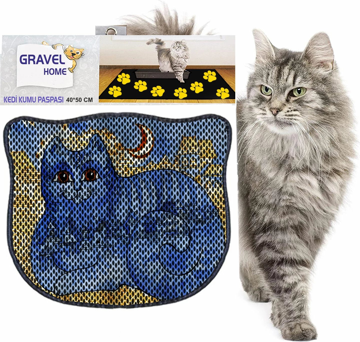Tapet për rërë mace, shumëngjyrësh, Paws & Whiskers, Kdkafa0117, 40x50cm