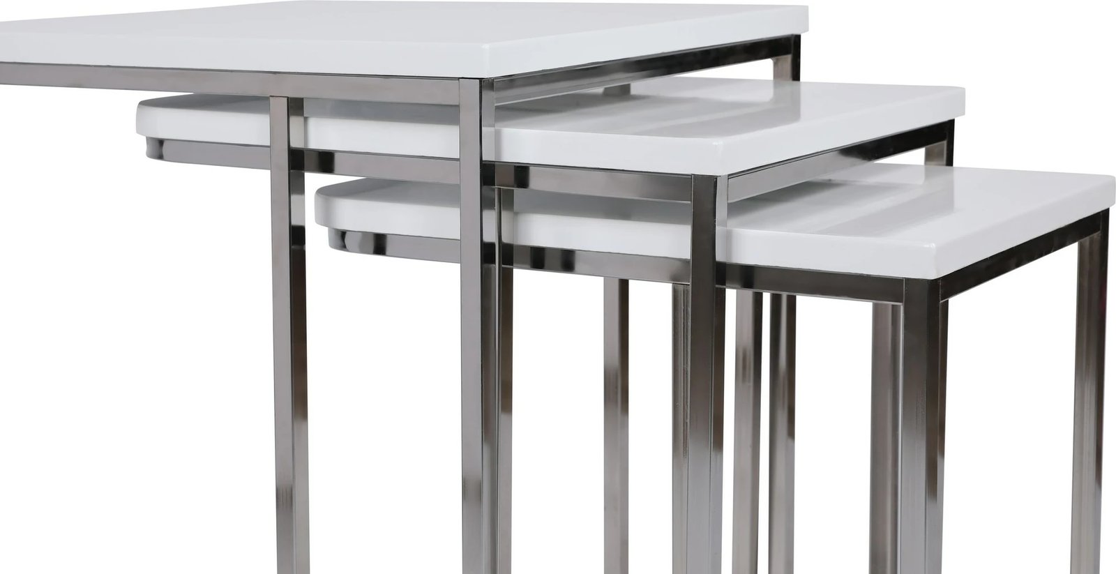 Set tavolinash të vendosshme, ngjyrë e bardhë, Hanah Home, Ce Metal Zigon, 3 copë, 9406