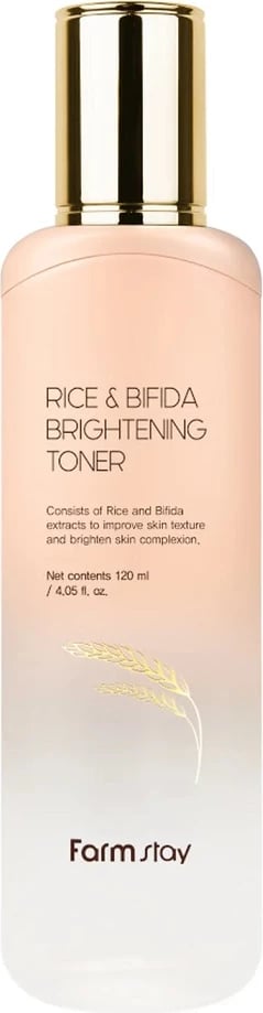 Toner fytyre FarmStay Rice & Bifida Brightening për femra 120ml