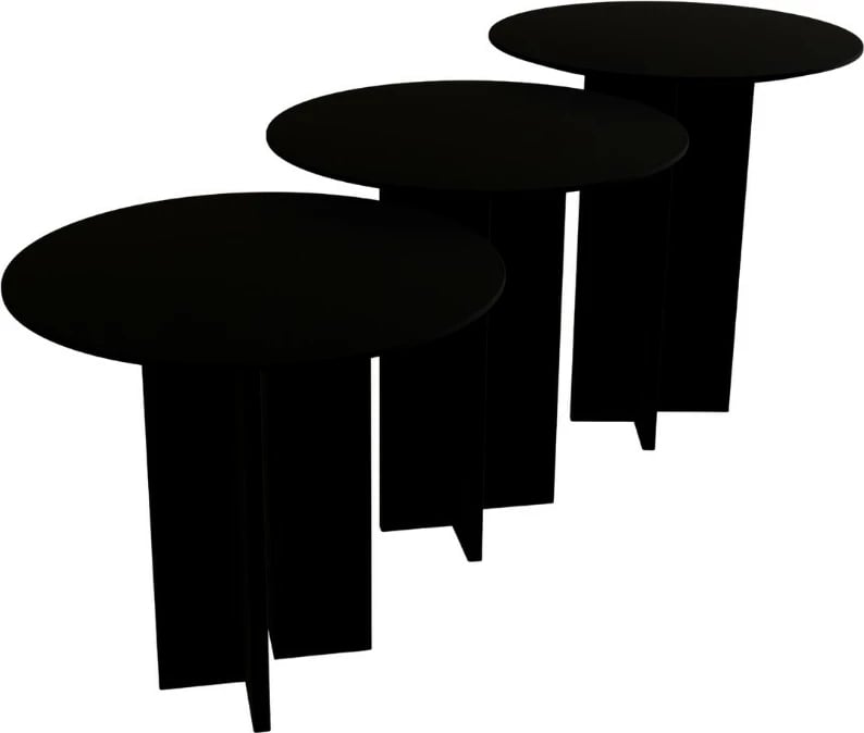 Set tavolinash kafeje, Skye Decor, Leo (55 + 50 + 45), e zezë