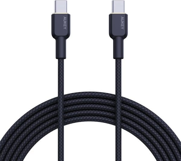 Kabllo AUKEY CB-NCC2 USB-C në USB-C, 1.8m, 60W, Najlon, E zezë