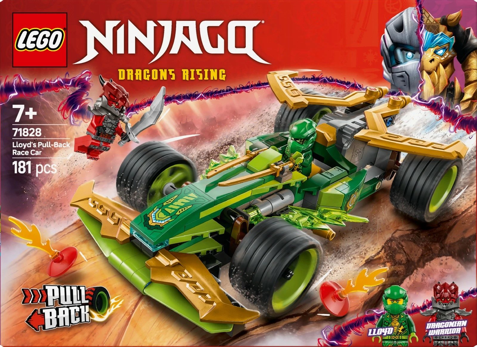 Set ndërtimi LEGO NINJAGO Lloyd's Race Car me pull-back motor, 181 pjesë, Jeshile
