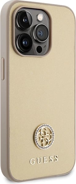 Mbështjellës Guess GUHCP15XPS4DGPD për iPhone 15 Pro Max 6.7", hardcase, Strass Metal Logo, ari