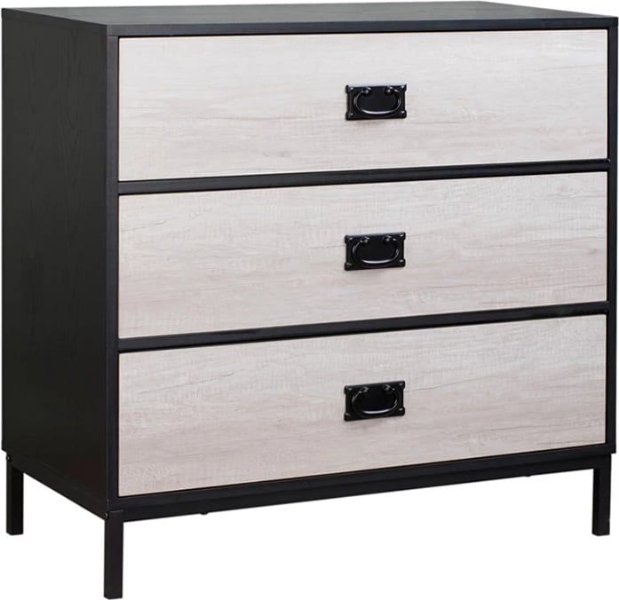 Komodë me 3 sirtarë, ngjyrë lis i zi dhe sonoma decape, 80x40x80