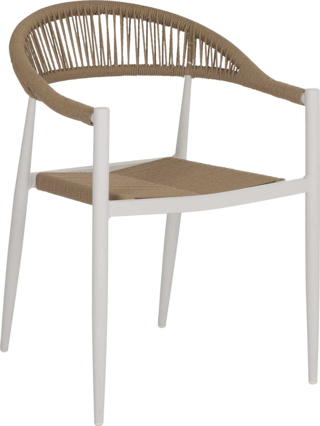 Karrige alumini, ngjyrë e bardhë me rattan bezhë, FH5854.01, 56x55.5x78H