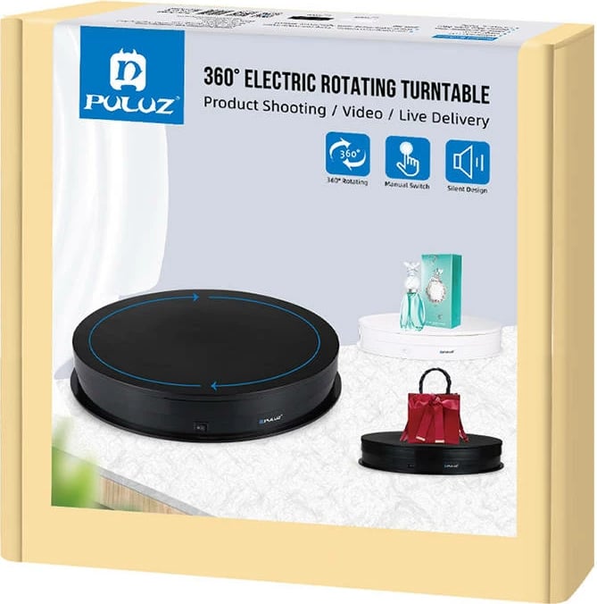 Qëndrim rrotullues Puluz PU3049B, 30 cm, USB, i zi