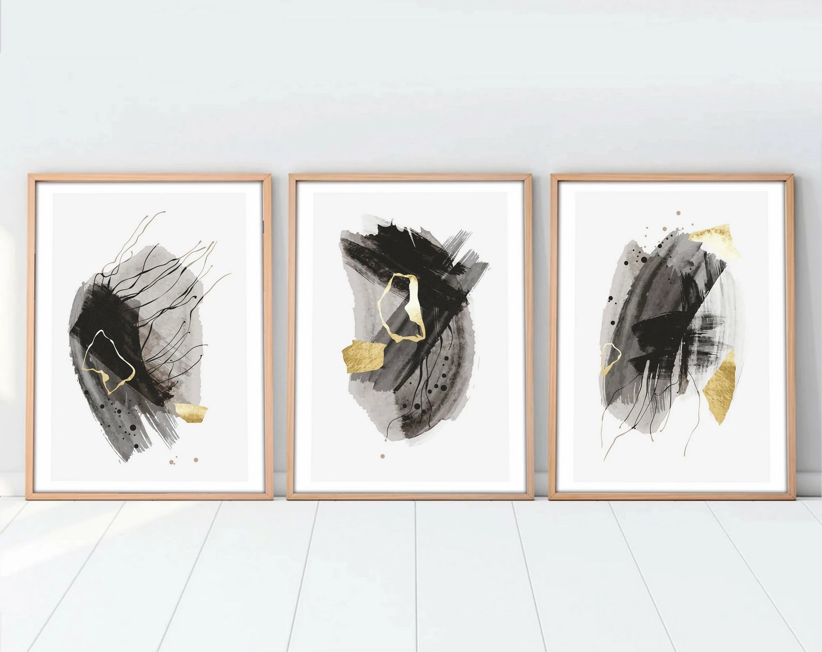 Pikturë dekorative me kornizë, MDF, 3 copë, Wallity, Huhu208, 50x70 cm