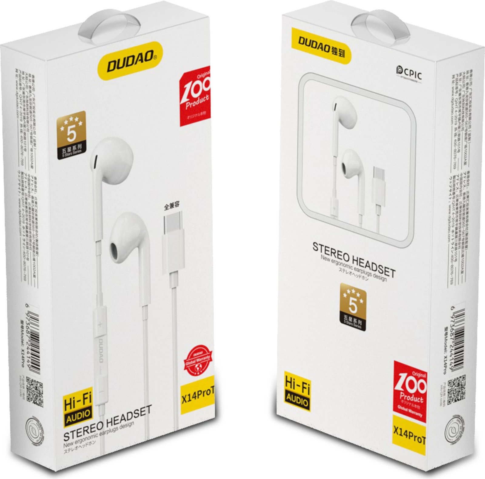 Kufje in-ear Dudao X14PROT me USB-C, të bardha Kufje in-ear Dudao X14PROT me USB-C, të bardha