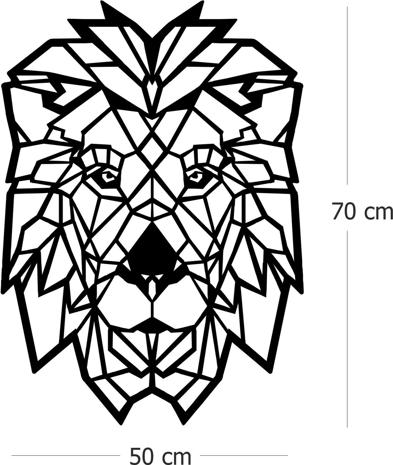 Aksesor dekorativ metalik për mur, Wallity, Aslan, ngjyrë e zezë, 50x70cm