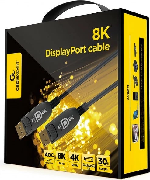 Kabllo DisplayPort Gembird CC-DP8K-AOC-30M, 30m, 8K, e zezë