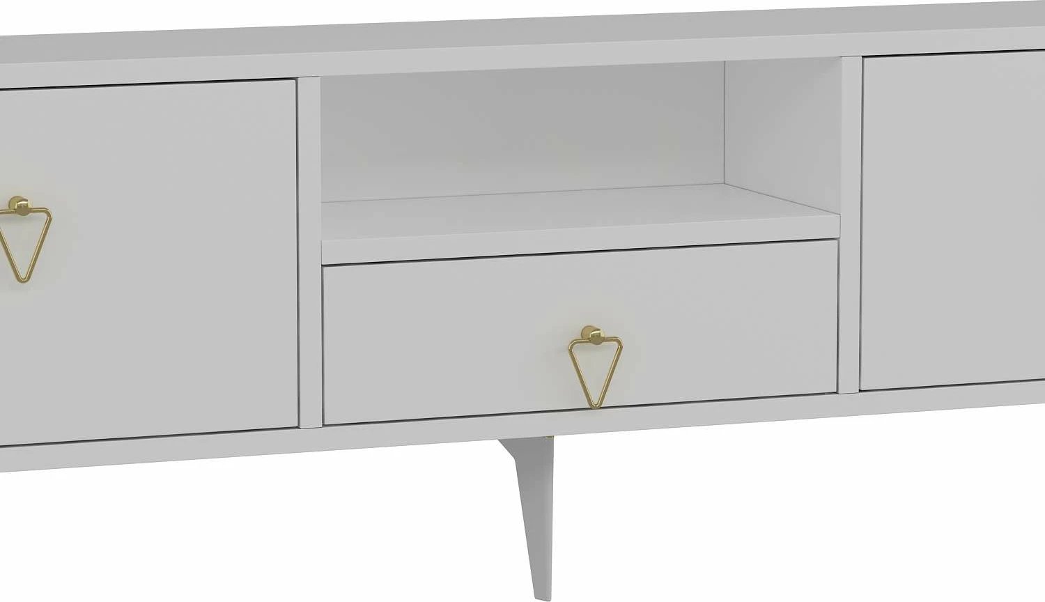 Komodë TV Skye Decor, e bardhë, e artë, 1302-DROP-1