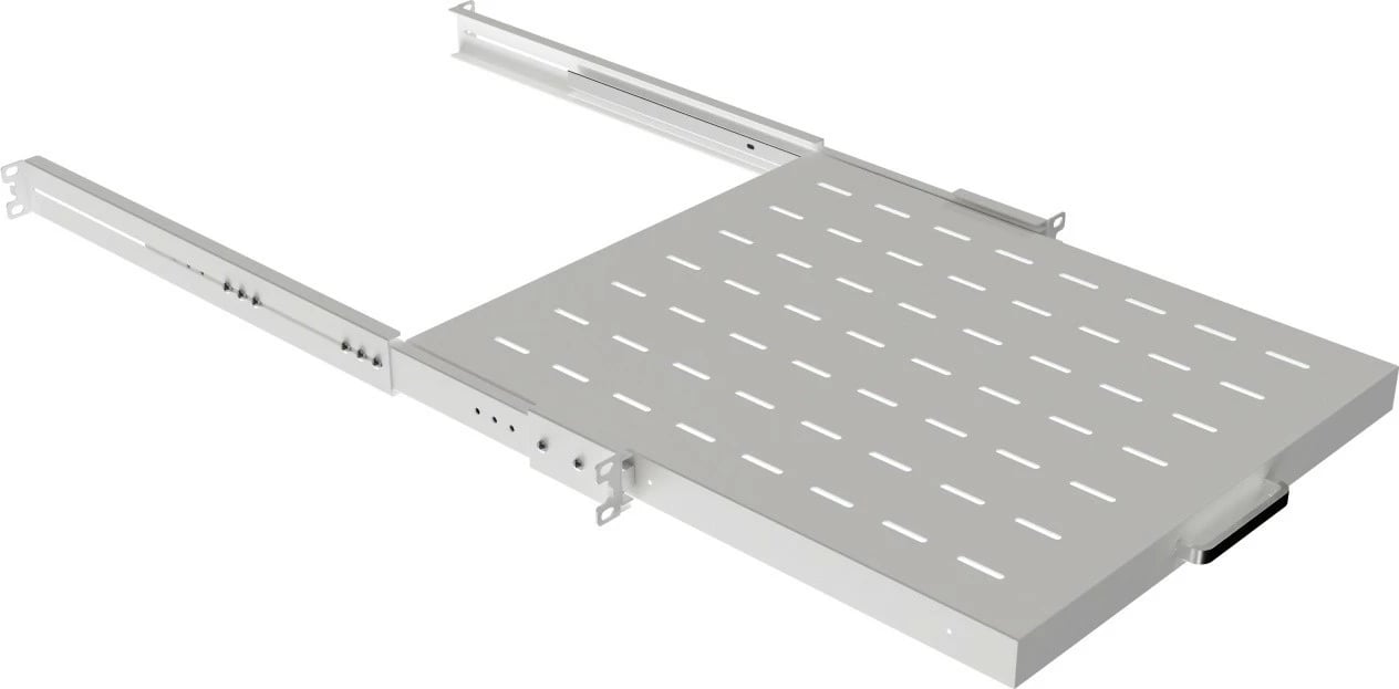 Raft tërheqës për kabinet RACK 19", Lanberg, AK-1021-S, 1U, thellësi 500 mm, ngarkesë 35 kg, gri RAL 7035