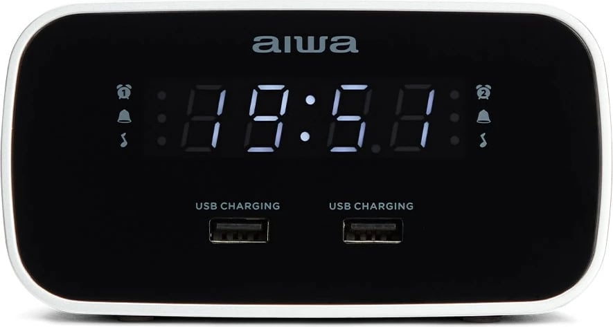 Orë Zgjuese me Radio FM, Dy Alarme dhe Mbushes USB AIWA CRU-19BK (Zezë)