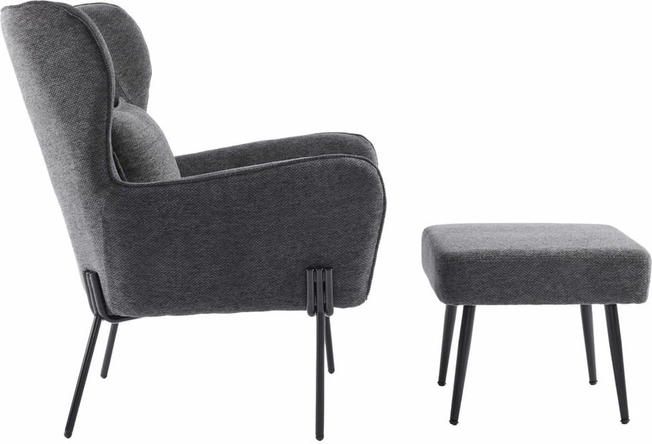 Set ulëse relaksuese me stol, ngjyrë gri e errët, 84x74x97.5