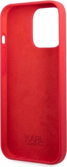 Mbështjellës Karl Lagerfeld Silicone Plaque për iPhone 13/13 Pro, 6.1", e kuqe