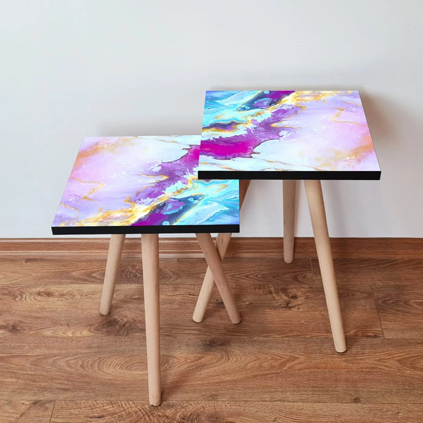 Set tavolinash ndihmëse, 2 copë, shumëngjyrëshe, Skye Decor, 2Shp195