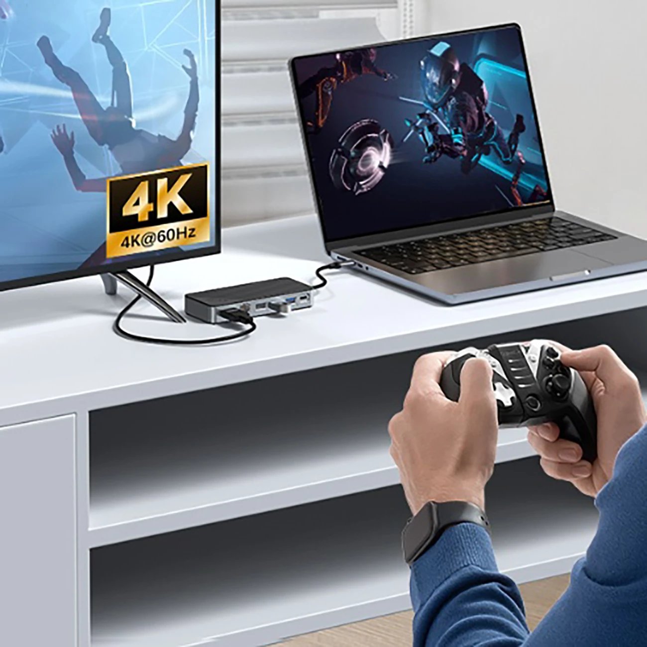 Doking station Orico OM28PR-G2 me slot M.2, 8 porte, USB-C, HDMI, Ethernet, 100W, e zezë