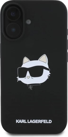 Mbështjellës Karl Lagerfeld Silicone Choupette Head MagSafe për iPhone 16, i zi