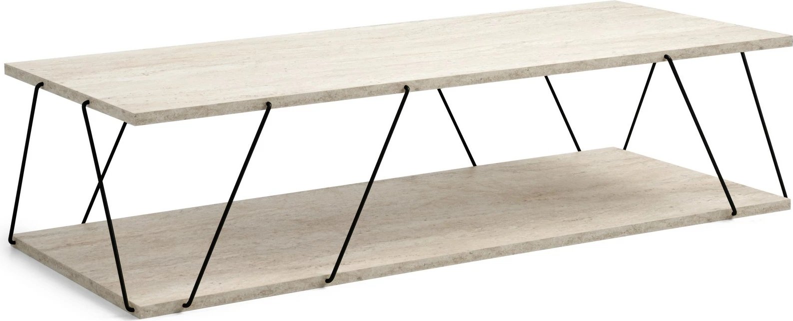 Tavolinë kafeje Skye Decor, Labranda, ngjyrë travertine, e zezë