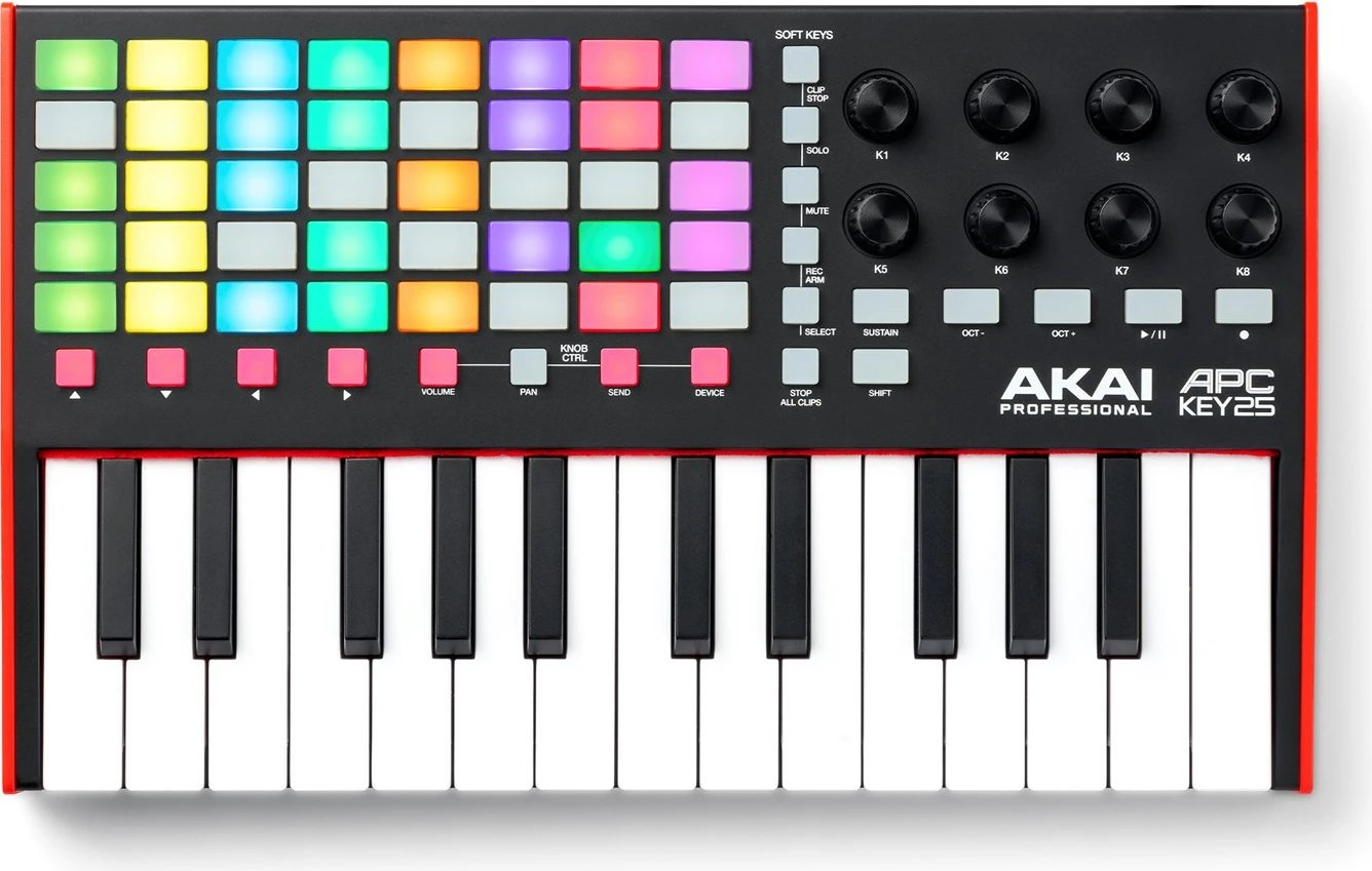 Kontrollues muzikor AKAI APC Key 25 MK2, i kuq