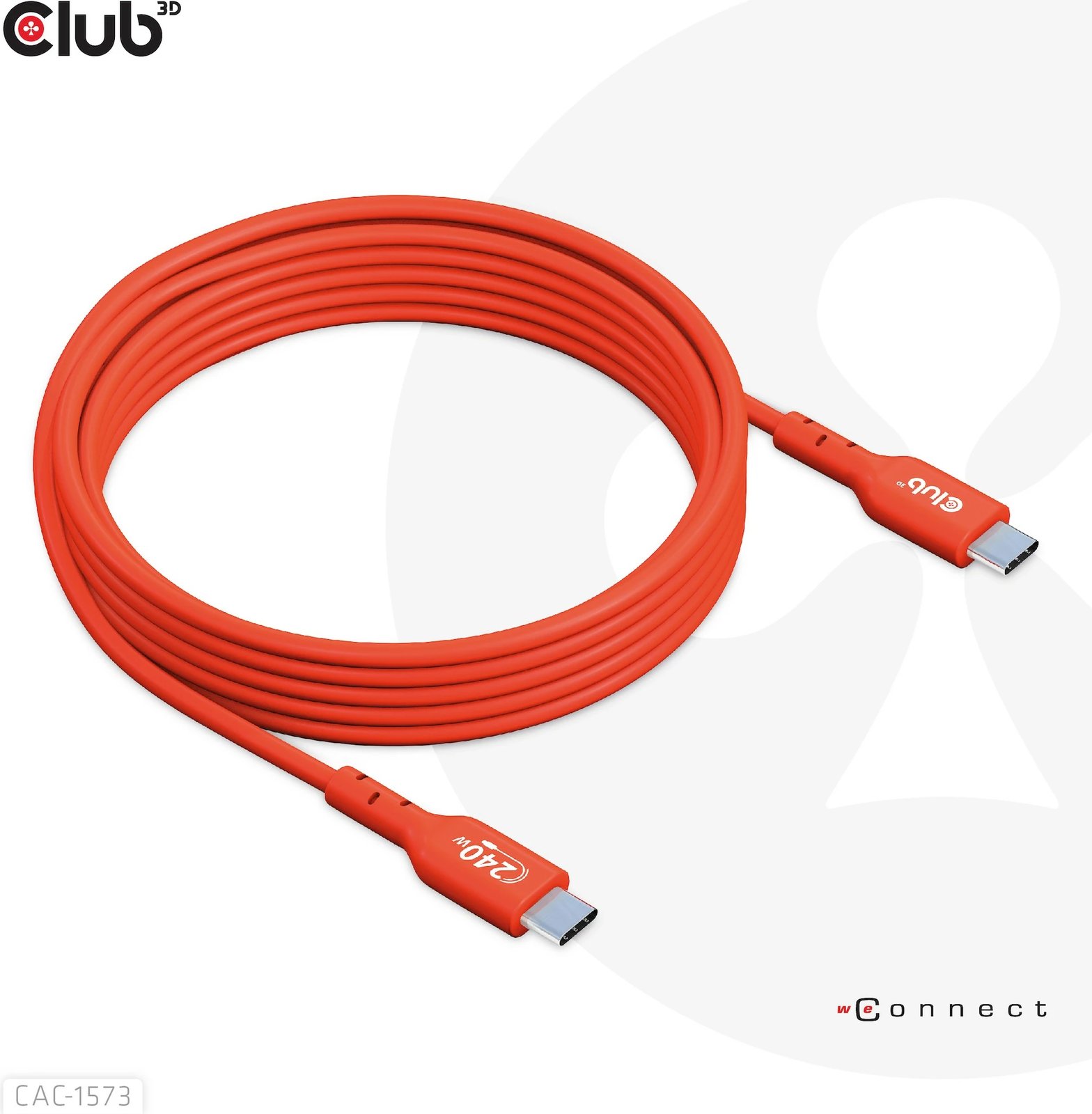 Kabllo USB C Club3D 2m, 240W, USB4 Gen 2x2, e kuqe Kabllo USB C Club3D 2m, 240W, USB4 Gen 2x2, e kuqe