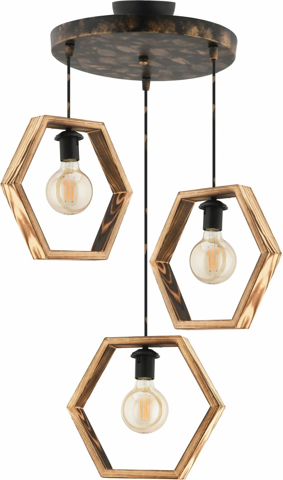 Llambë tavani Opviq, Hexagon Triple G, metal dhe dru, natyrale/vintage