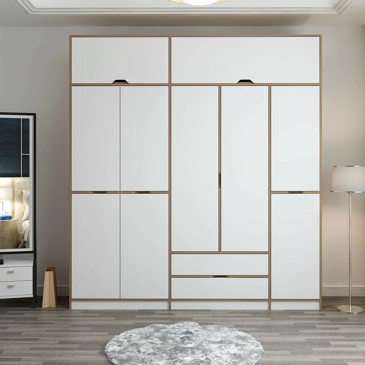 Dollap për rroba, ngjyrë e bardhë dhe dore, Skye Decor Elina - 8913