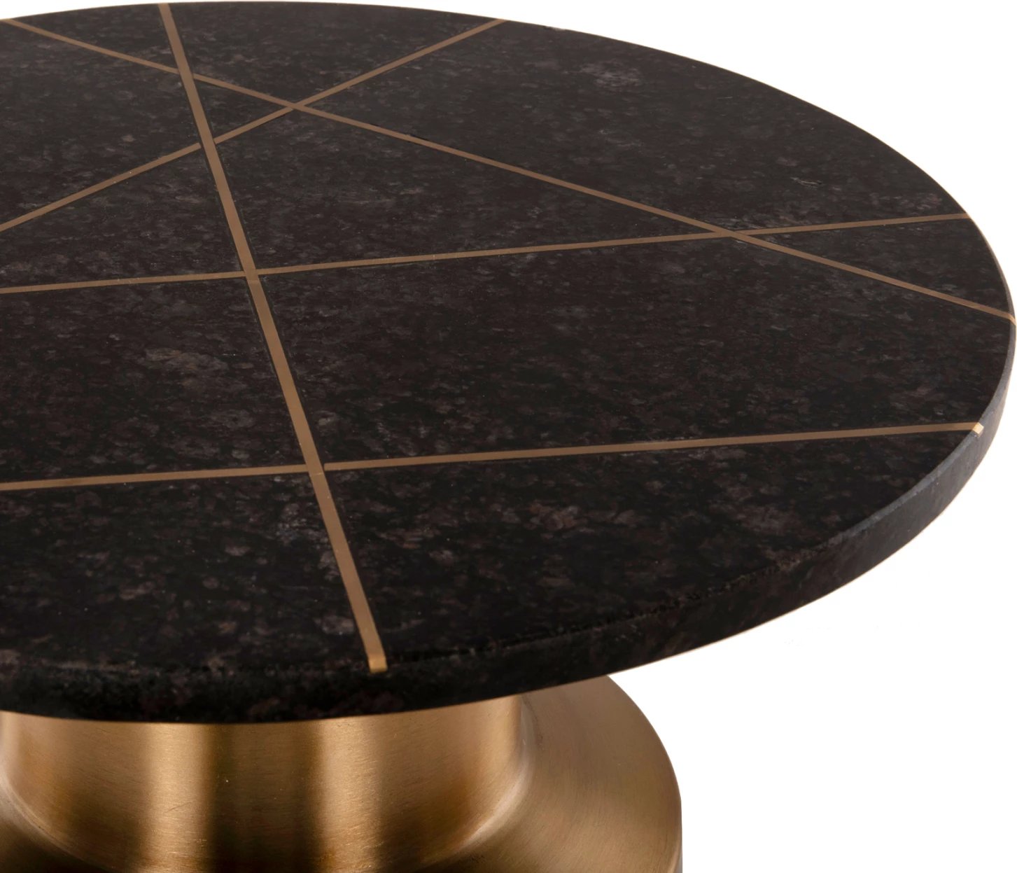 Tavolinë anësore CLAYDEE FH9675 metalik, ngjyrë ari-e zezë, sipërfaqe mermeri Φ41x54.5H cm
