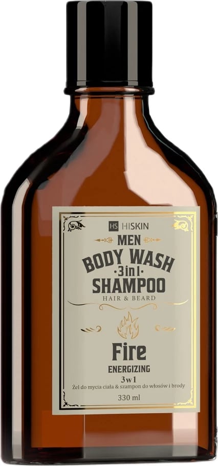 Xhel dushi dhe shampon 3-në-1 për meshkuj HiSkin Whisky Body Wash Gel and 3-in-1 Shampoo Fire, 330ml