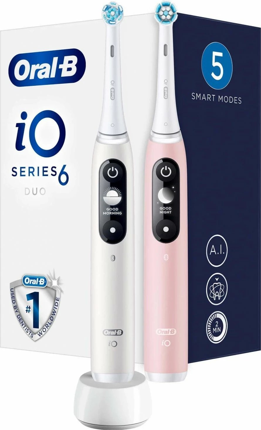 Furçë dhëmbësh magnetike Oral-B iO Series 6, Bluetooth, e bardhë/rozë