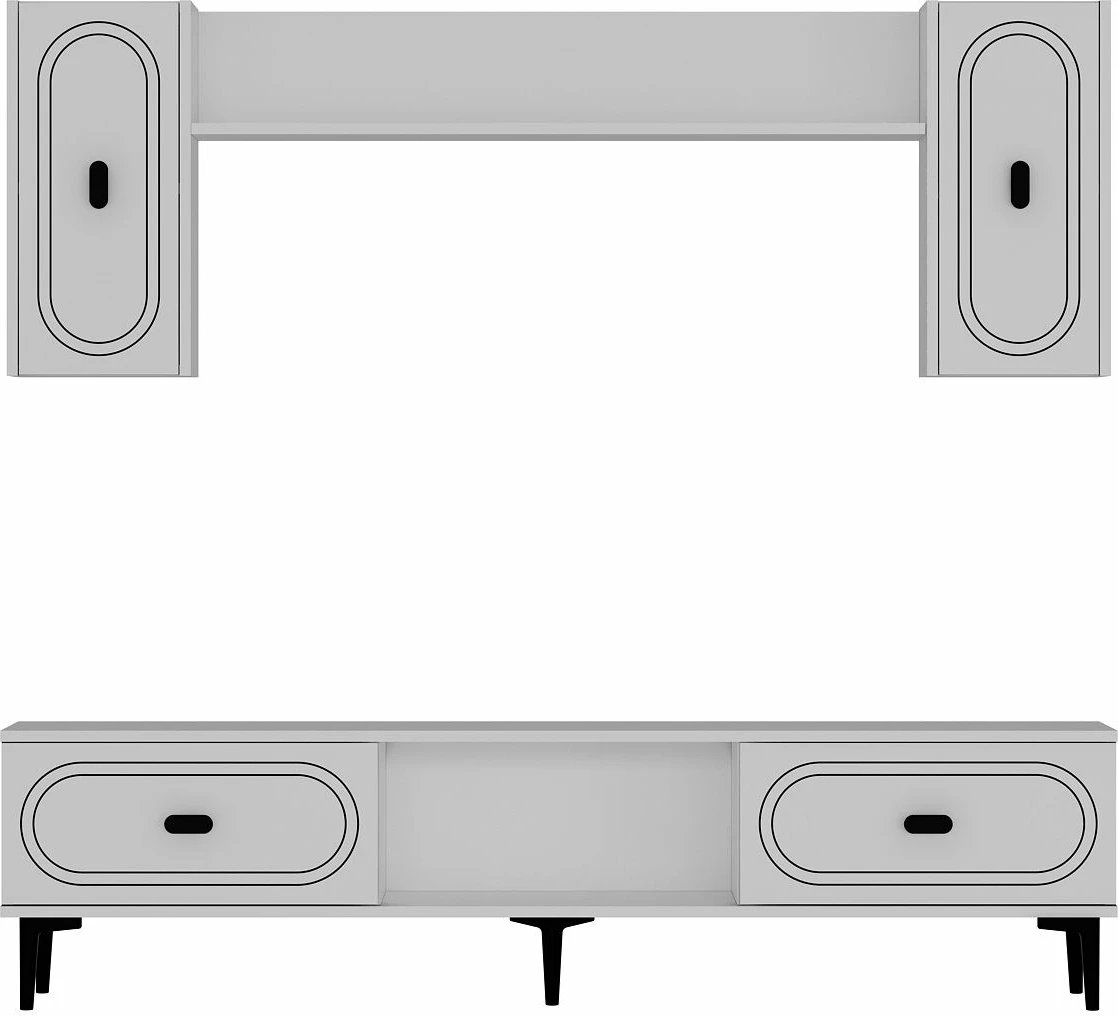 Komodë TV Skye Decor, e bardhë, me rafte dhe dollapë