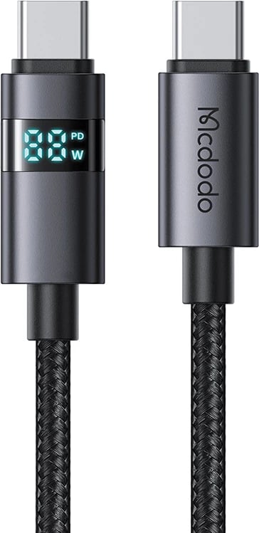 Kabllo USB-C në USB-C Mcdodo CA-5610, 1.2m, 100W, me ekran LED, e zezë