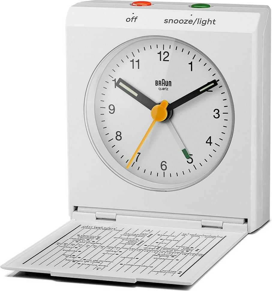 Orë alarmi Braun BC 05 W, quartz, dritë, snooze, e bardhë