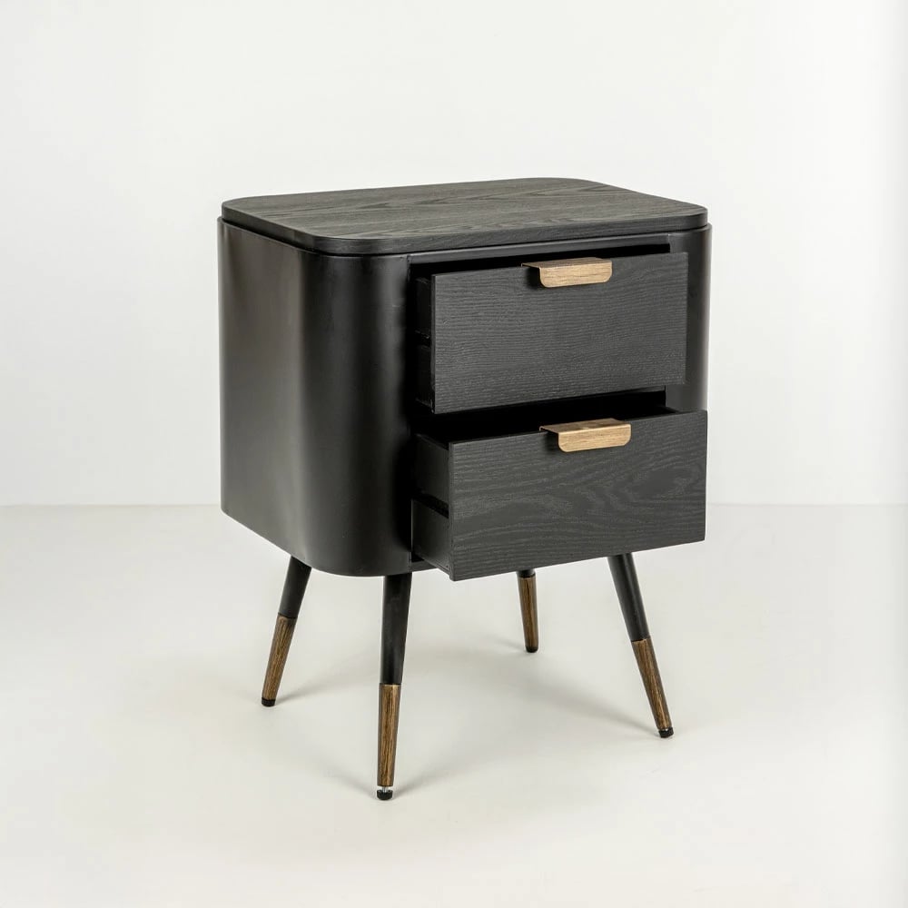 Komodinë Colombo, e zezë me të artë, 50x39x63