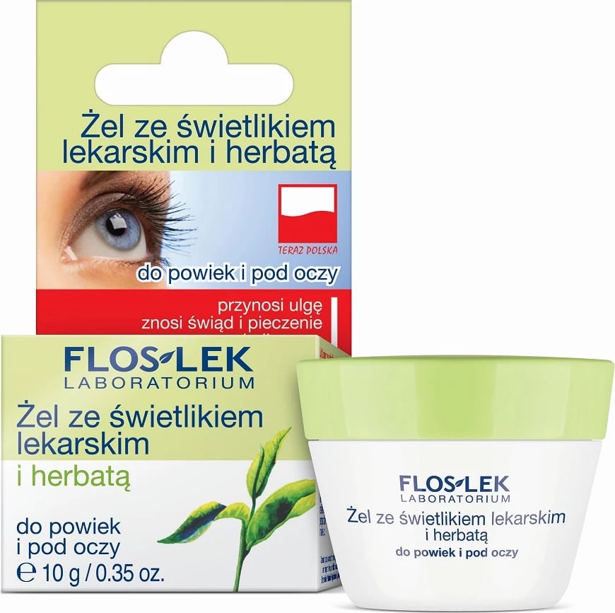 Gel për qepalla dhe nën sy Floslek për femra me ekstrakt të syrit të shqiponjës dhe çaj të gjelbër, 10g
