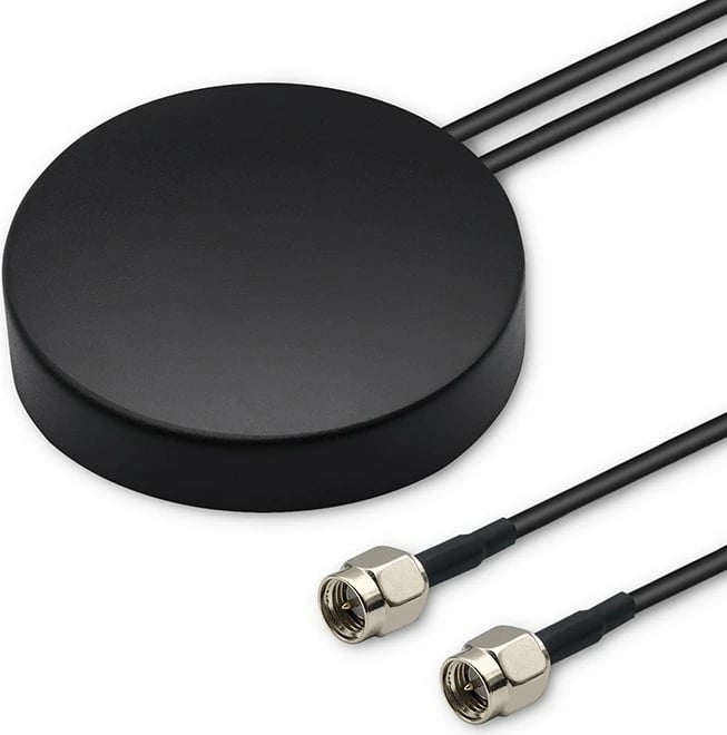 Antenë GPS+4G Qoltec 57049, 28dBi, 2x SMA mashkull, e jashtme, e zezë