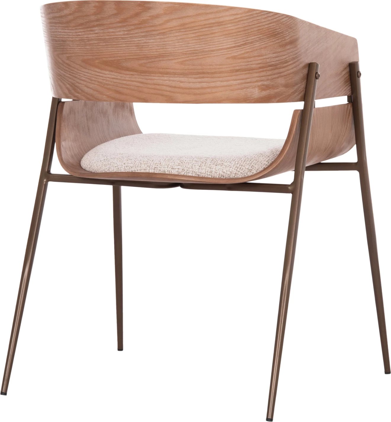 Karrige ngrënieje me mbështetëse krahësh KRILL, dru i bardhë, këmbë metalike ngjyrë bakri, set prej 2 copash, 55.5x55x72cm