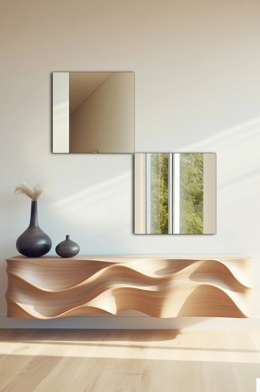 Pasqyrë drejtkëndore Skye Decor, argjend, 30x60cm, 2 copa