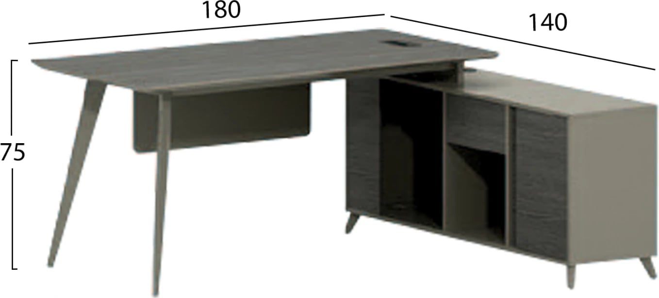 Tavolinë këndi profesionale për zyre, seri Lux, ngjyrë moka & hiri, 180x140x75, FH2116