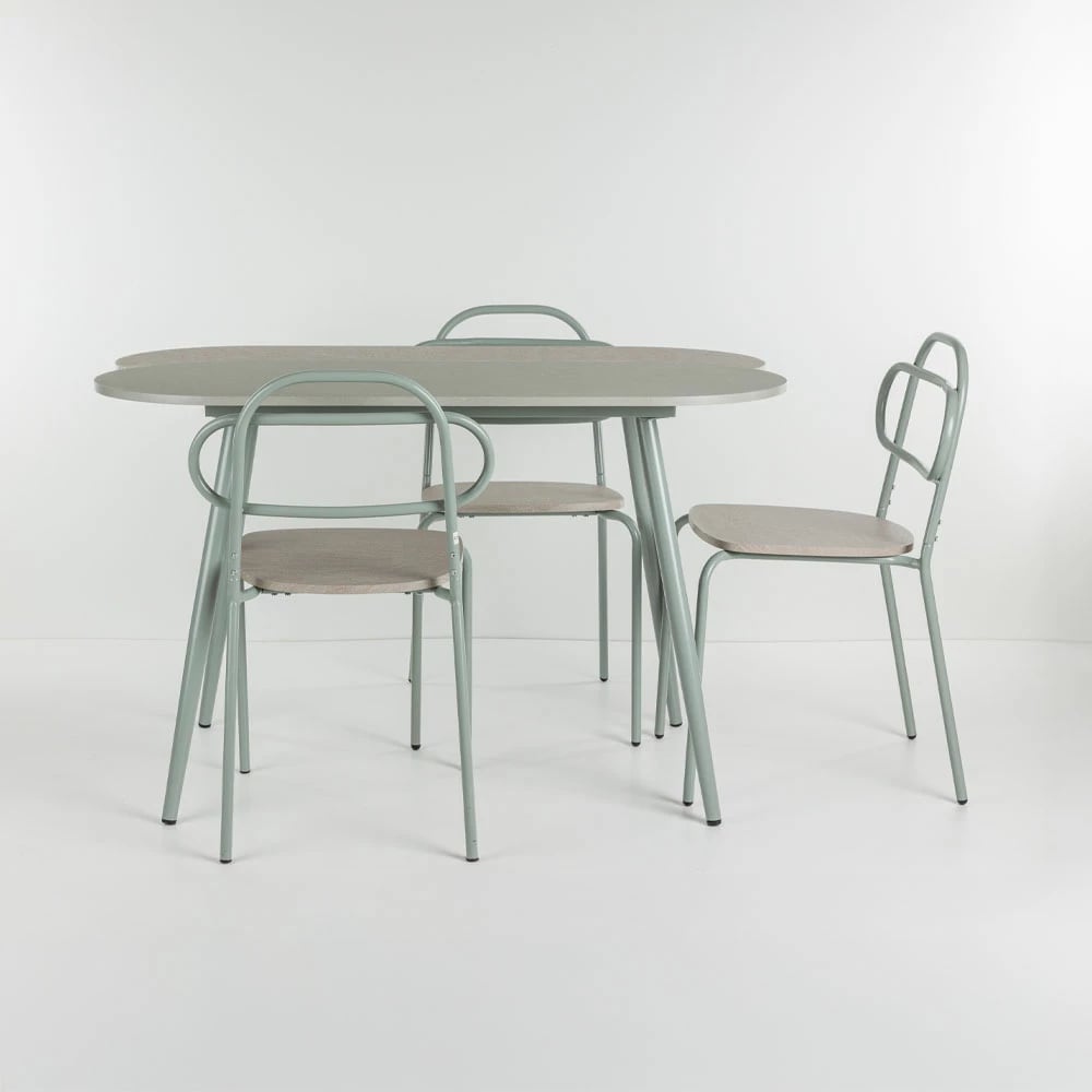 Tavolinë me karrige italiane, 4+1, ngjyrë gri-gur, 120x75x75