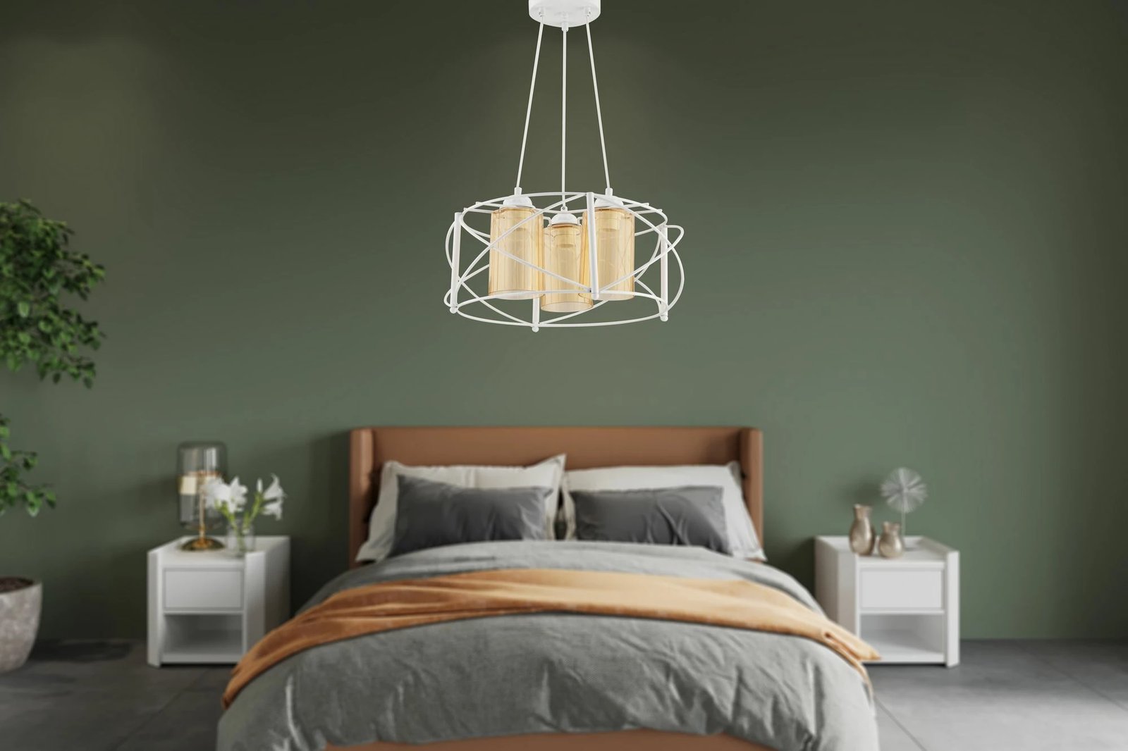 Llambë tavani Opviq, xham Dratkruh, e bardhë dhe e verdhë