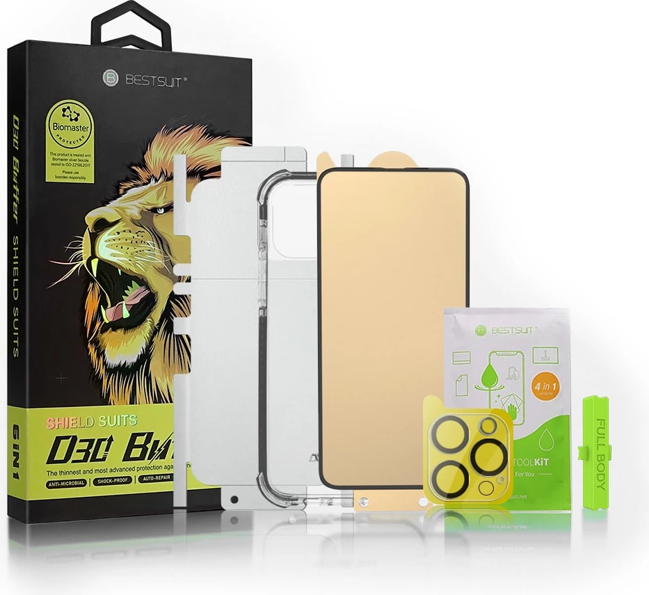 Set mbrojtës 6-në-1 për iPhone 11 Pro Max, Bestsuit D30 Buffer, kasë, xham, folje, xham kamerë, leckë, aplikator