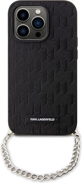 Mbështjellës Karl Lagerfeld KLHCP14LSACKLHPK për iPhone 14 Pro 6.1", zinxhir, e zezë
