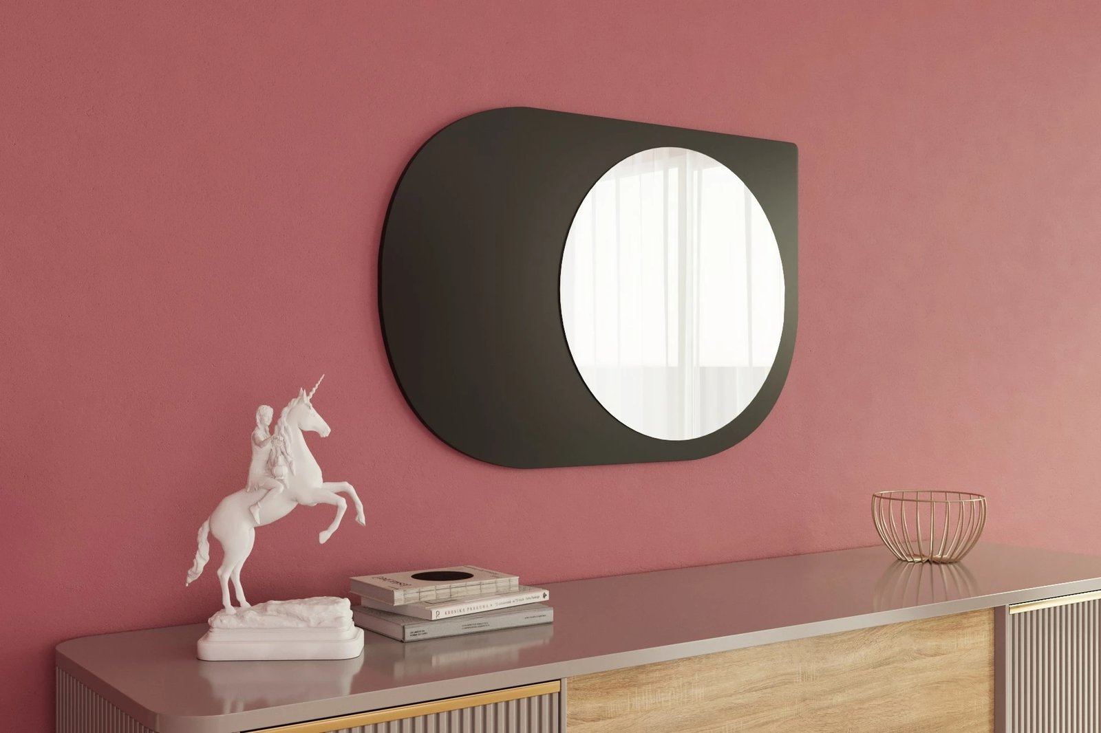 Pasqyrë Skye Decor, Pubble, e zezë, 60x90x2.2cm