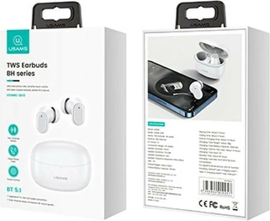 Kufje USAMS BH Series TWS, Bluetooth 5.1, me mikrofon, të zeza