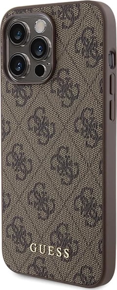 Mbështjellës Guess 4G Metal Gold Logo për iPhone 15 Pro Max, Kafe Mbështjellës Guess 4G Metal Gold Logo për iPhone 15 Pro Max, Kafe