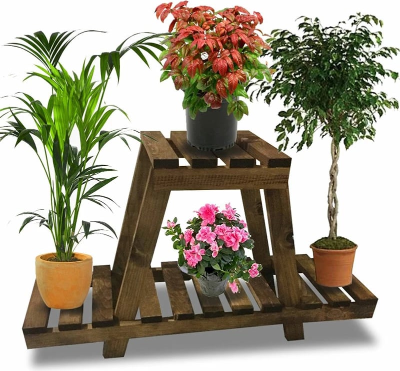 Raft për bimë Tisa, dru, ngjyrë kafe, 75x25x49cm