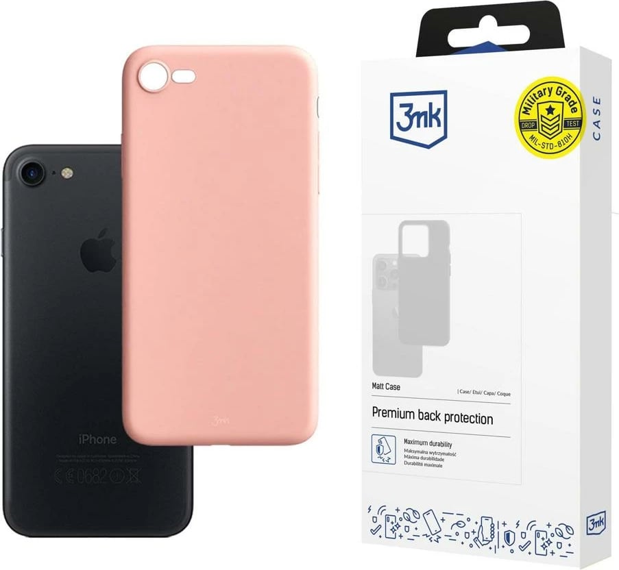 Mbështjellës për celular 3mk Matt Case për iPhone 7/8/SE 2020/SE 2022, rozë