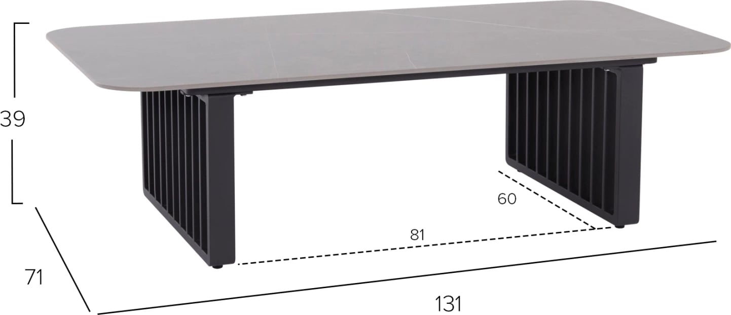 Set lounge për jashtë, 4 pjesë, seria Eternity, alumin anthracite, sipërfaqe guri sinterizuar, ngjyrë gri e errët